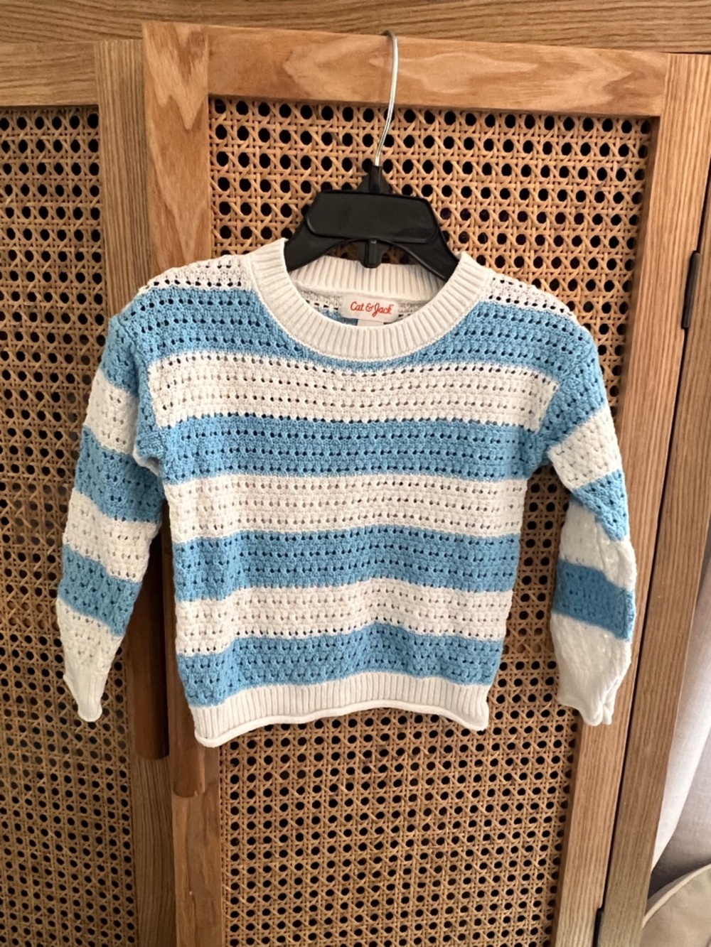 Cat & Jack Blue and White Striped Knit Cotton Sweater